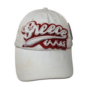 Greece Strapback Hat White One Size Adjustable Embroidered 6 Panel Karfil